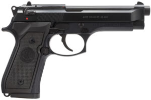 Beretta USA J92M9A0CA M9 *CA Compliant Full Size Frame 9mm Luger 10+1, 4.90" Steel Barrel, Black Bruniton Serrated Steel Slide & Aluminum Frame w/Beavertail, Ambidextrous