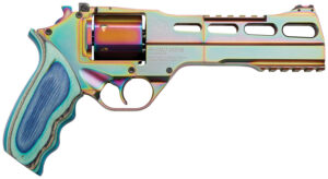 Chiappa Firearms 340301 Rhino 60DS Nebula 357 Mag Caliber with 6" Picatinny Rail/Vent Rib, 6rd Capacity Cylinder, Overall Rainbow PVD Metal Finish & Blue Laminate Grip