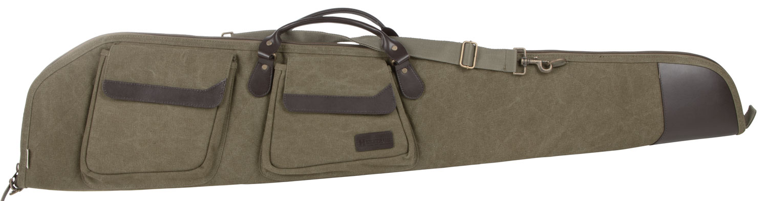 Heritage Cases 54148 North Platte Rifle Case 48" Olive Cotton Canvas w/ Leather Trim & Brushed Tricot Lining