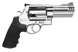 Smith & Wesson 163504 Model 500  X-Frame 500 S&W Mag Stainless      Steel 4" Compensated Barrel & 5rd Cylinder, Satin Stainless Steel   X-Frame, Includes Two Muzzle Brakes & Internal Lock