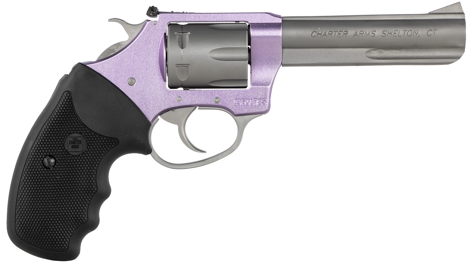 Charter Arms 52242 Pathfinder Lite 22 LR 8rd 4.20" Matte Stainless Stainless Steel Barrel, Lavender Aluminum Frame, Matte Stainless Cylinder, Black Finger Grooved Rubber Grip, Exposed Hammer