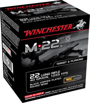 Winchester Ammo S22LRT M-22  22LR 40gr Black Copper Plated Round Nose 1000 Per Bx/2 Case *Bulk