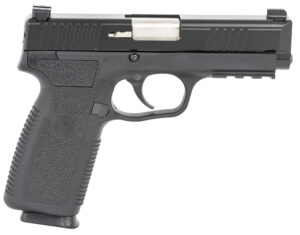Kahr Arms TP90S94N TP9-2  9mm Luger Caliber with 4" Barrel, 8+1 Capacity, Black Finish Picatinny Rail Frame, Serrated Matte Black Stainless Steel Slide, Textured Polymer Grip & TruGlo Night Sights