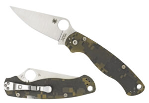 Spyderco C81GPCMOBK2 Para Military 2  3.44" Folding Drop Point Plain Black CPM S30V SS Blade Digital Camo G10 Handle Includes Pocket Clip