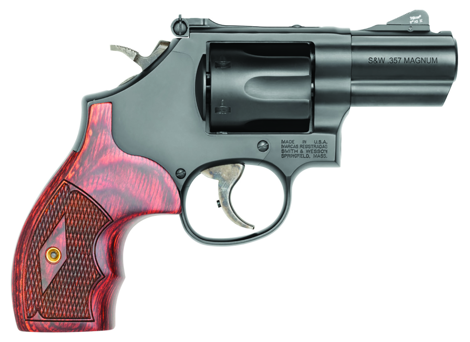 Smith & Wesson 13323 Model 19 Performance Center Carry Comp 357 Mag or 38 S&W Spl +P Blued Carbon Steel 2.50" PowerPort Barrel, 6rd Cylinder & K-Frame, Tritium Front Night Sight, Custom Wood Grip