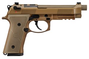 Beretta USA JS92M9A4G M9A4  9mm Luger 5.10" Threaded Barrel 10+1, Flat Dark Earth Cerakote Polymer Frame, Serrated Steel Optic Cut Slide, Polymer Grip & Decocker Safety