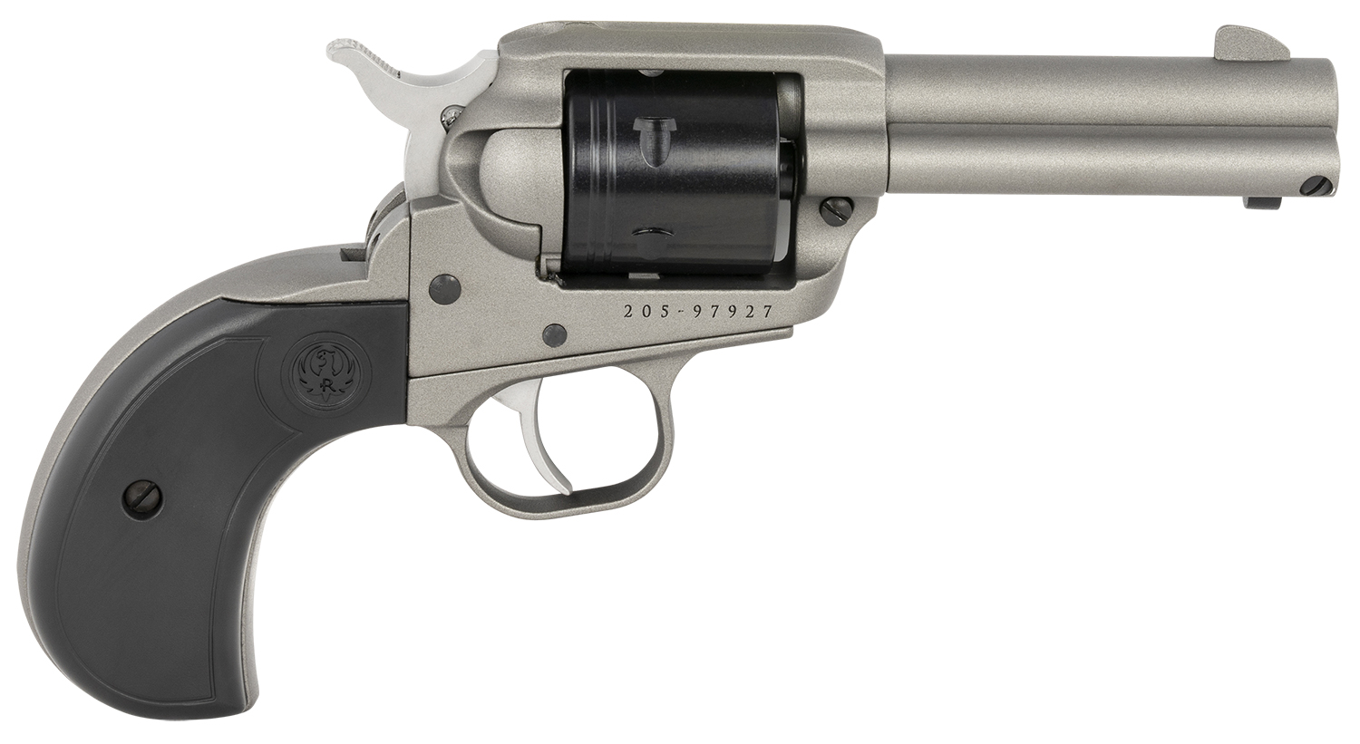 Ruger 2016 Wrangler 22 LR 6 Shot 3.75" Silver Cerakote Steel Barrel, Silver Cerakote Aluminum Frame, Black Cerakote Cylinder, Black Birdshead Grip, Exposed Hammer
