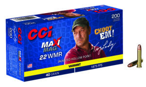 CCI 958 Maxi-Mag Varmint 22WMR 40gr Jacketed Hollow Point 200 Per Box/10 Case