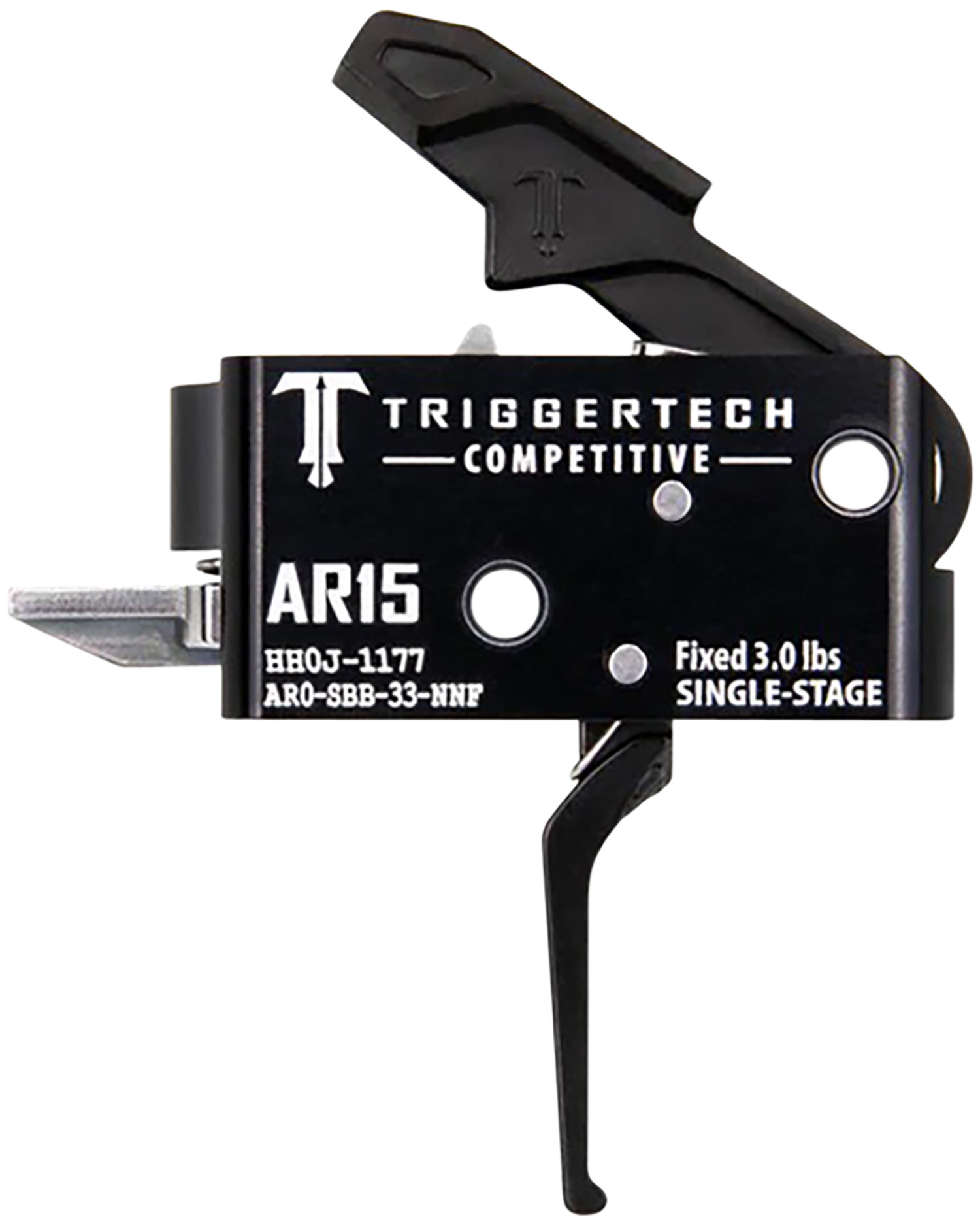 TriggerTech AR0SBB33NNF Competitive Flat Single-Stage 3 lbs Fixed for AR-15