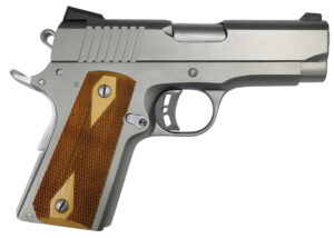 Rock Island 56829 Rock Standard CS Compact Frame 9mm Luger 8+1 3.60" Stainless Steel Barrel, Serrated Slide, Matte Stainless Steel Frame w/Beavertail, Wood Double Checkered Grip