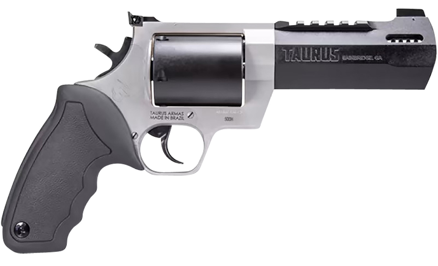 Taurus 2500055RH Raging Hunter Large Frame 500 S&W Mag 5rd 5.12" Matte Black Ported/Target Crown Barrel, Matte Black Oxide Cylinder, Matte Stainless Stainless Steel Frame, Black Rubber Grip
