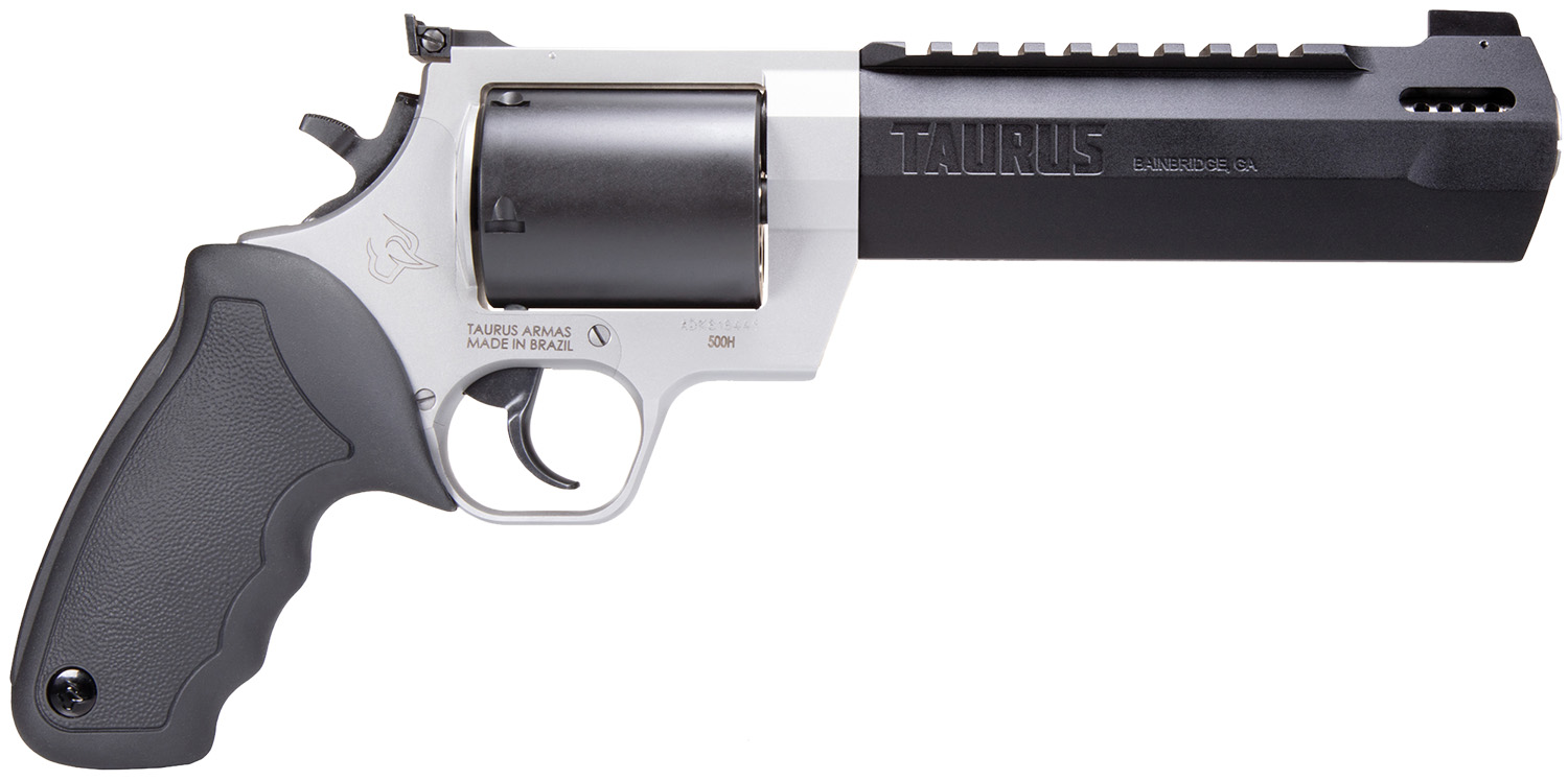 Taurus 2500065RH Raging Hunter Large Frame 500 S&W Mag 5rd 6.75" Matte Black Ported/Target Crown Barrel, Matte Black Oxide Cylinder, Matte Stainless Stainless Steel Frame, Black Rubber Grip