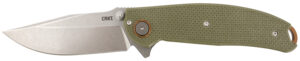 CRKT 2471 Butte  3.36" Folding Plain Stonewashed D2 Steel Blade/OD Green G10 Handle Includes Pocket Clip