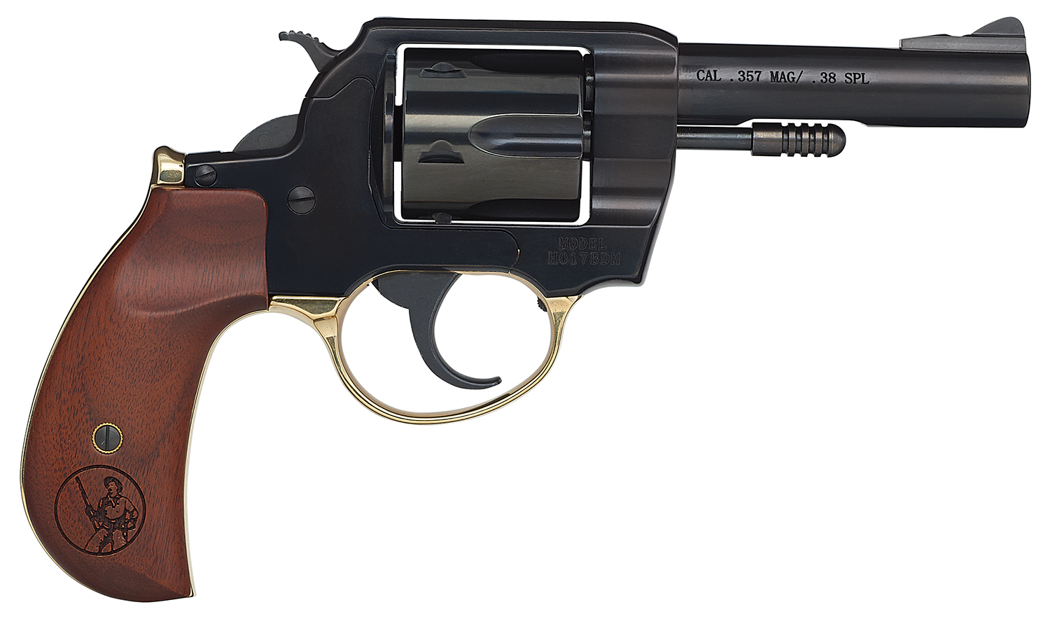 Henry H017BDM Big Boy 38 Special/357 Mag 6 Shot 4" Blued Round Steel Barrel, Polished Blued Steel Frame w/Birdshead Walnut Grip