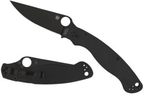 Spyderco C36GPBK2 Military 2  4" Folding Plain Black DLC CPM S30V SS Blade/ Black Textured G10 Handle Includes Pocket Clip