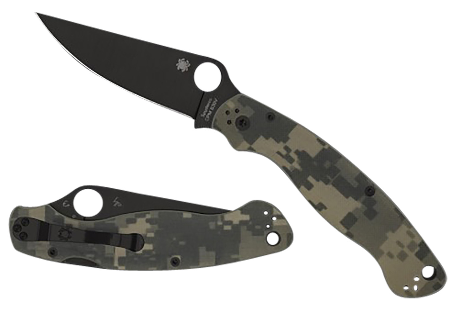 Spyderco C36GPCMOBK2 Military 2 4" Folding Plain Black DLC CPM S30V SS Blade/ Digital Camo G10 Handle Includes Pocket Clip