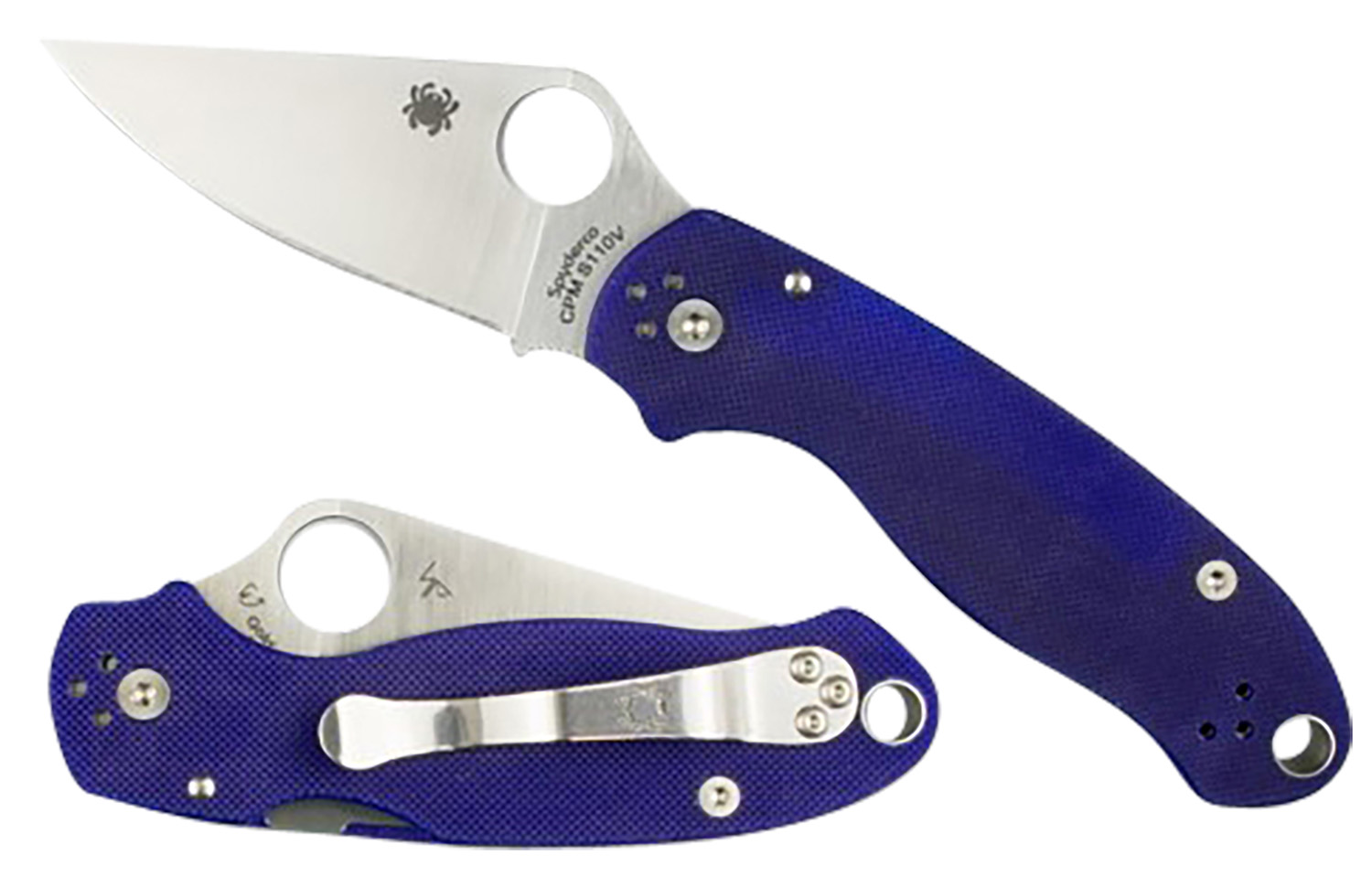 Spyderco C223GPDBL Para 3 2.95" Folding Plain Satin CPM S110V Blade/Dark Blue Textured G10 Handle Includes Pocket Clip