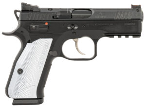 CZ-USA 91252 Shadow 2  Compact Frame 9mm Luger 15+1, 4" Black Steel Barrel, Black Nitride Serrated Steel Slide, Black Steel Frame w/Beavertail & Picatinny Rail, Ambidextrous