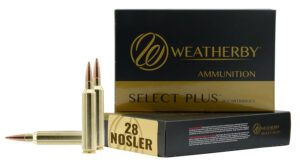 Weatherby F28NOS150SCO Select Plus  28Nosler 150gr Swift Scirocco 20 Per Box/10 Case