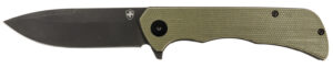 Templar Knife PFMGN321 Paladin  3.27" Folding Drop Point Plain Black Powder Coated D2 Steel Blade, 4.40" Green Micarta Handle