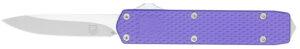 CobraTec Knives MNPURMGEN2DNS Mini Mamba Gen II 2.25" OTF Plain Stonewashed D2 Steel Blade, 3.38" Purple Textured Anodized Aluminum Handle, Features Glass Breaker, Includes Pocket Clip