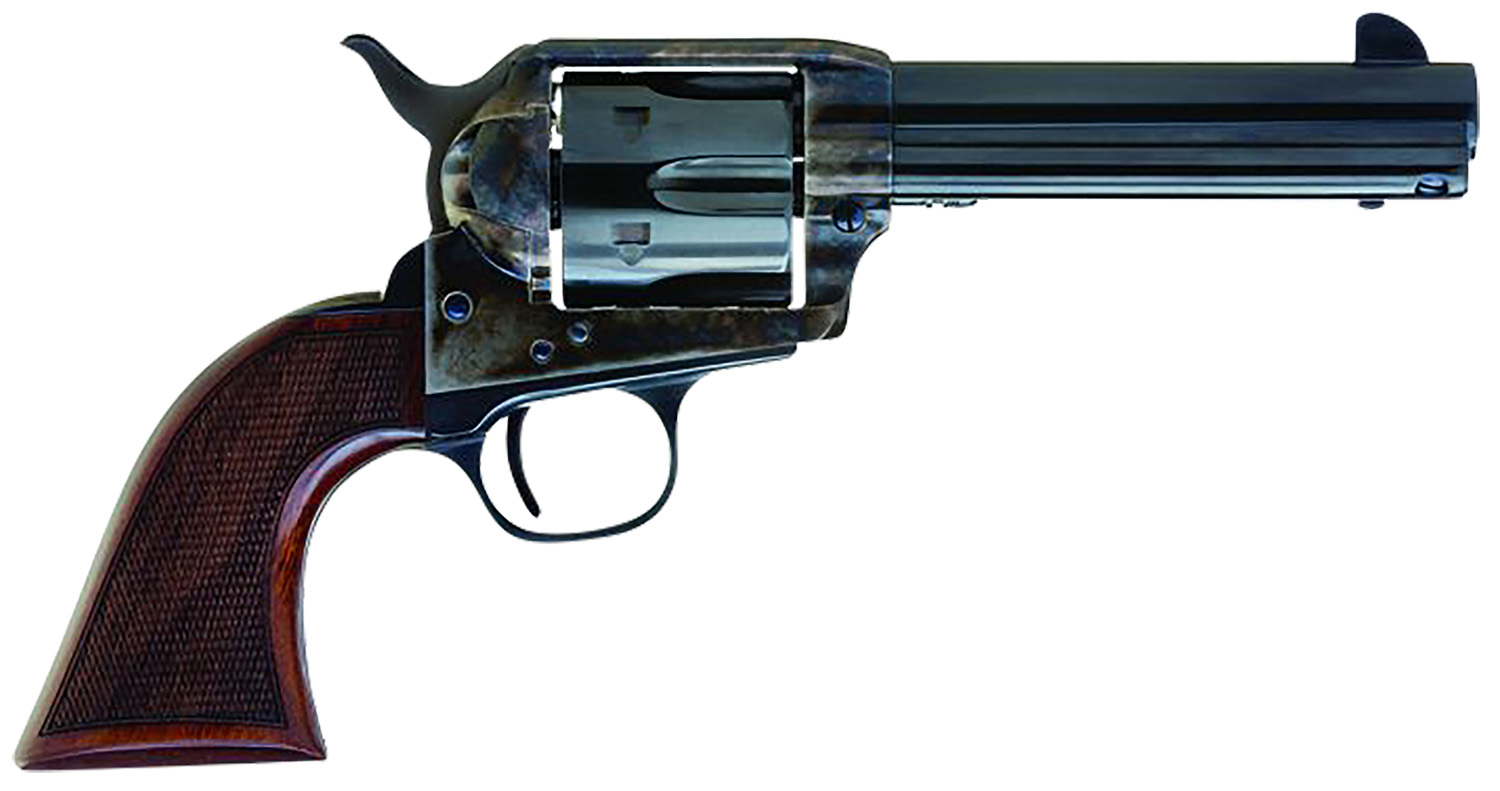 Cimarron AR400 Arizona Ranger 357 Mag 6 Shot, 4.75" Blue w/Engraved "Arizona Ranger" Steel Barrel, Blued Cylinder, Color Case Hardened Steel Frame, Checkered Walnut Grip, Exposed Hammer