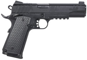 Girsan 391159 MC1911 S Influencer Full Size 38 Super 9+1 5" Black Steel Barrel, Black Camo Optic Ready/Serrated Steel Slide & Frame w/Picatinny Rail & Beavertail, Black Polymer Grip