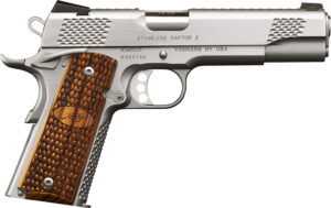 Kimber Mfg.,inc 3200365 Stainless Pro Raptor II 9mm 9+1 4" Stainless Steel Slide Satin Silver Zebrawood w/ Scale Pattern and Kimber Logo Grip