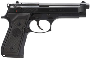 Beretta USA J92M9A0 M9  Full Size Frame 9mm Luger 10+1, 4.90" Steel Barrel, Black Bruniton Serrated Steel Slide & Aluminum Frame w/Beavertail, Ambidextrous