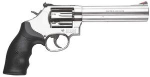 Smith & Wesson 164198 Model 686 Plus 357 Mag or 38 S&W Spl +P Stainless Steel 6" Barrel & 7rd Cylinder, Satin Stainless Steel L-Frame, Red Ramp Front/White Outline Rear Sights, Internal Lock
