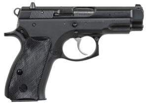 CZ-USA 01190 CZ 75 Compact 9mm Luger 10+1 3.75" Black Steel Barrel & Serrated Slide, Black Polycoat Steel Frame w/Beavertail, Black Plastic Grip, Right Hand