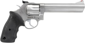 Taurus 2-660069 66  Medium 357 Mag/38 Special +P 7 Shot 6" Matte Stainless Steel Barrel, Cylinder & Frame, Black Finger Grooved Rubber Grip, Transfer Bar Safety, Exposed Hammer