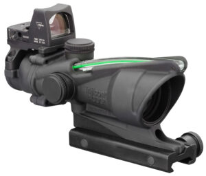 Trijicon 100552 ACOG Combo 4x 32mm Obj 36.80 ft @ 100 yds FOV Matte Black Finish Dual Illuminated Green Crosshair 223 Ballistic, RMR Type 2 3.25 MOA