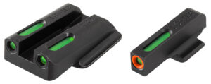 TruGlo TG13RS2PC TFX Pro  Black | Green Tritium & Fiber Optic Orange Outline Front Sight Green Tritium & Fiber Optic Rear Sight