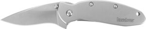 Kershaw 1620FL Scallion  2.40" Folding Drop Point Plain Bead Blasted 420HC SS Blade/Bead Blasted 410 Stainless Steel Handle Includes Pocket Clip
