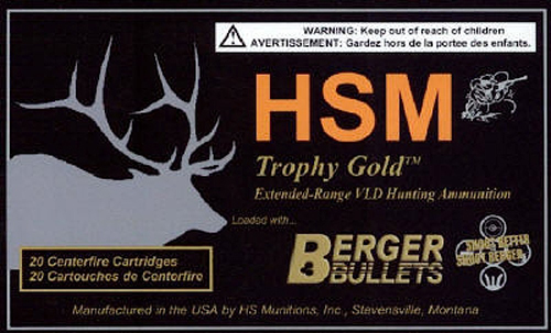 HSM 300RUM185VLD Trophy Gold Extended Range 300 RUM 185 gr Berger Hunting VLD Match 20 Per Box/ 20 Case