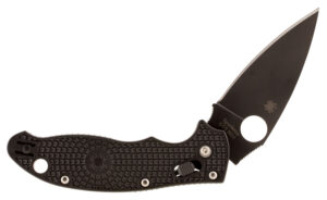 Spyderco C101PBBK2 Manix 2 Lightweight 3.37" Folding Drop Point Plain Black DLC BD1 Steel Blade Black FRCP Handle Includes Pocket Clip