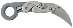 CRKT 4045 Provoke Compact 2.26" Folding Hawkbill Plain Stonewashed D2 Steel Blade, Stonewashed Aluminum Handle, Includes Pocket Clip