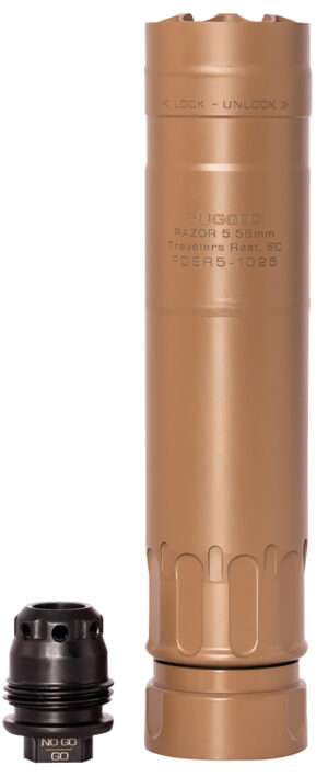 Rugged Suppressors RZRFDE556 Razor 556  22 Cal (5.56mm), 6.40" L FDE Stainless Steel, Includes 1/2"-28 M2 QD Brake