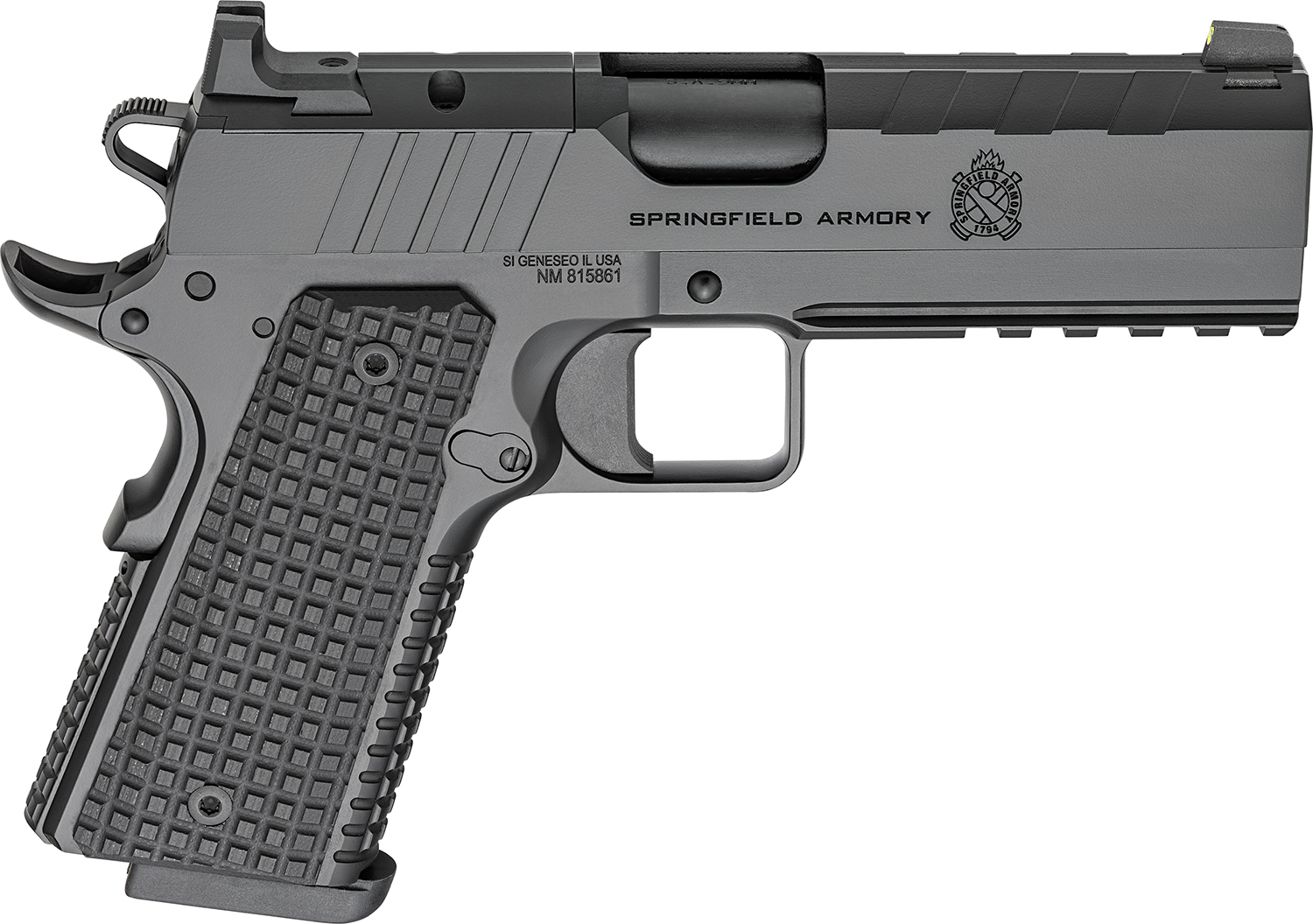 Springfield Armory PX9227LAOS 1911 Emissary 9mm 9+1 4.25" Stainless Steel Barrel Optic Ready Black Carbon Steel Slide VZ Grips Thin-Line G10 Grip