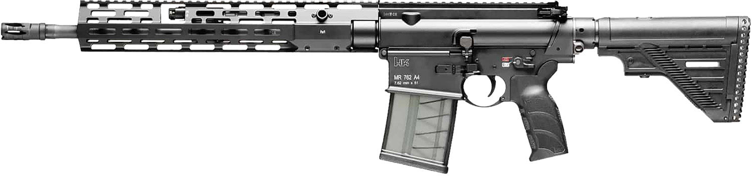 HK 81000829 MR762 A4 7.62x51mm 20+1 16.50" Black Threaded Barrel, Black Picatinny Rail, M-LOK Handguard, 6 Position Black Synthetic Stock, Black Finger Grooved Grip, Ambidextrous