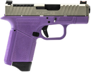 Gforce Arms GF932512PUN Rapture  Sub-Compact Frame 9mm Luger 12+1 3.25" Black Steel Barrel, Nickel Steel Optic Cut/Serrated Slide, Purple Cerakote Polymer Frame, Shield RMSc/RMR Footprint