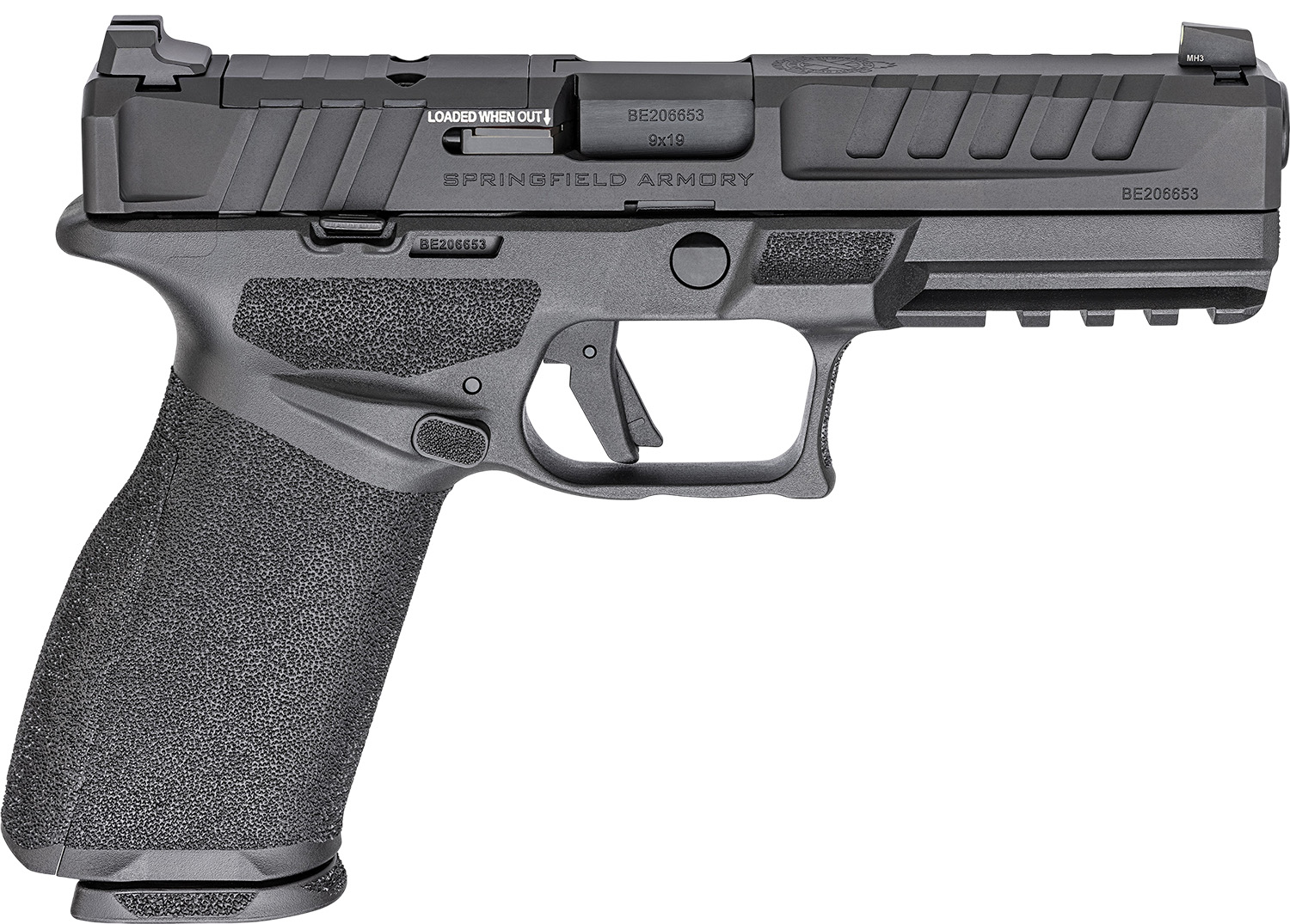 Springfield Armory EC9459BCAU Echelon *CA Compliant Full Size 9mm Luger 10+1 4.50" Black Melonite Barrel & Steel Optic Ready/Serrated Slide, Black Polymer Frame w/Picatinny Rail, Textured Grip