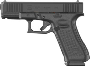 Glock PV4550201 G45 V Crossover 9mm Luger 10+1 4.02" Black GMB Barrel, Black nDLC Steel Serrated Slide, Black Polymer Frame w/Accessory Rail, Textured polymer Grip, Ambidextrous