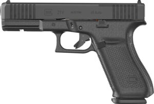 Glock UV2150201MOS G21 V MOS Full Size 45 ACP 10+1 4.61" Black GMB Barrel, Black nDLC Steel Optic Ready/Serrated Slide, Black Polymer Frame w/Accessory Rail, Textured Polymer Grip, Ambidextrous