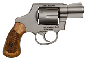 Rock Island 51289 M206  Small Frame 38 Special 6 Shot, 2" Matte Nickel Steel Barrel, Cylinder & Frame, Checkered Wood Grip, Transfer Bar Safety, Concealed Hammer