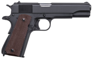 Auto-Ordnance 1911BKO 1911 45 ACP 5" Barrel 7+1, Matte Black Carbon Steel Frame, Serrated Slide, Checkered Brown Polymer Grip, Manual Safety