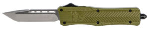 CobraTec Knives MODCTK1MTNS CTK-1 Medium 3" OTF Tanto Plain D2 Steel Blade/OD Green Aluminum Handle Features Glass Breaker Includes Pocket Clip