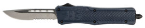 CobraTec Knives MNYCTK1MDS CTK-1 Medium 3" OTF Drop Point Part Serrated D2 Steel Blade/NYPD Blue Aluminum Handle Features Glass Breaker Includes Pocket Clip