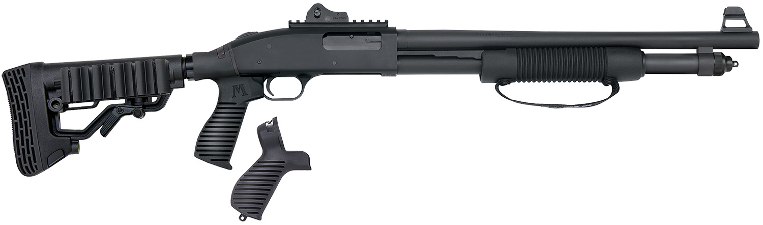 Mossberg 50696 590 Tactical SPX 12 Gauge 3" 6+1 18.50" Cylinder Bore Barrel Matte Blued Rec Black FLEX 6 Position Stock Includes FLEX Pistol Grip & FO, Ghost Ring Sights